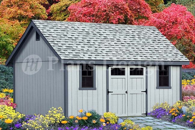 Storage Shed Plans 16′ x 16′ Gable Roof Style #D1616G, Material List Included