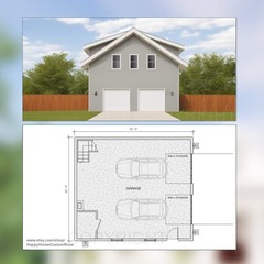 Two Car ADU Garage Apartment 28′ x 32′ – Architectural Plan with Elevations & Ma