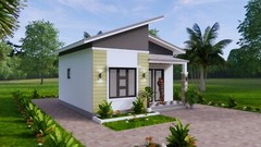 20×20 Feet Small House Plan 6×6 Meter 1 Bed 1 Bath Shed Roof PDF & A4 Hard Copy