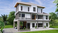 House Plan 26×49 Feet 8×15 Meter 5 Beds 5 Baths Hip Roof PDF Plan (A4 Hard Copy)