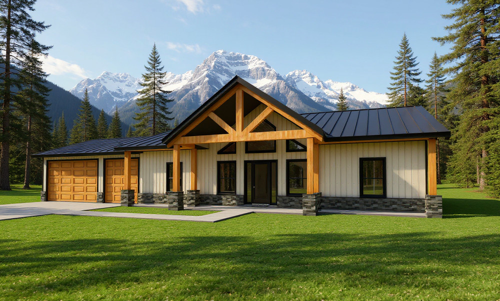 2,000 Sqft (Living) Farm House with – 3 Bedrooms, 2 Baths, office 3 car garage