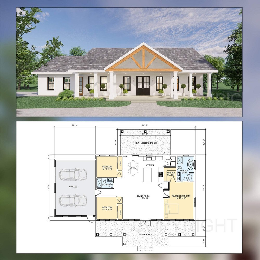 Cedar Springs Barndominium House Plan Design – Wood Entry Truss – Modern Spaciou