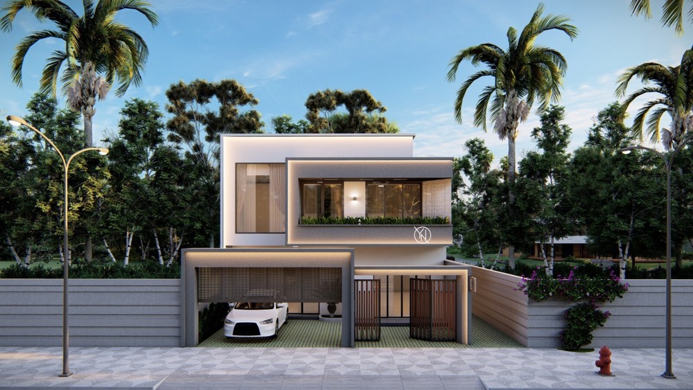 Modern Box House 3D Model | 2-Storey Villa | SketchUp + PNG Render | Mee Studio