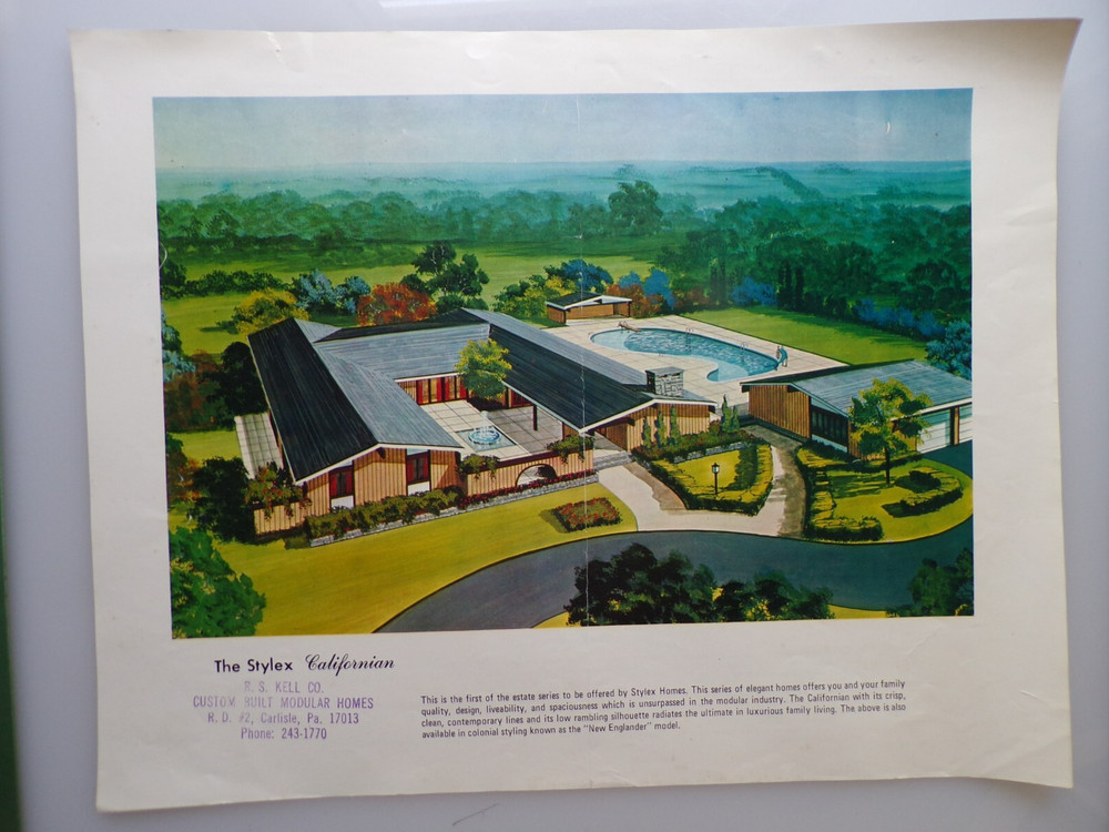 1960’S HOUSE HOME BUILDER COLOR POSTER…THE STYLEX CALIFORNIAN