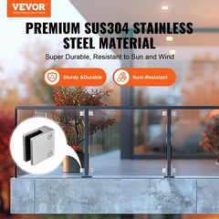 4PCS Square Glass Bracket 8-12mm 304 Stainless Steel Bi-Directional
