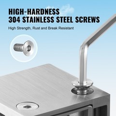 4PCS Square Glass Bracket 8-12mm 304 Stainless Steel Bi-Directional
