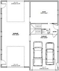 40×48 Apartment with 2-Car 1-RV Garage – PDF FloorPlan – 1,350 sqft – Model 2