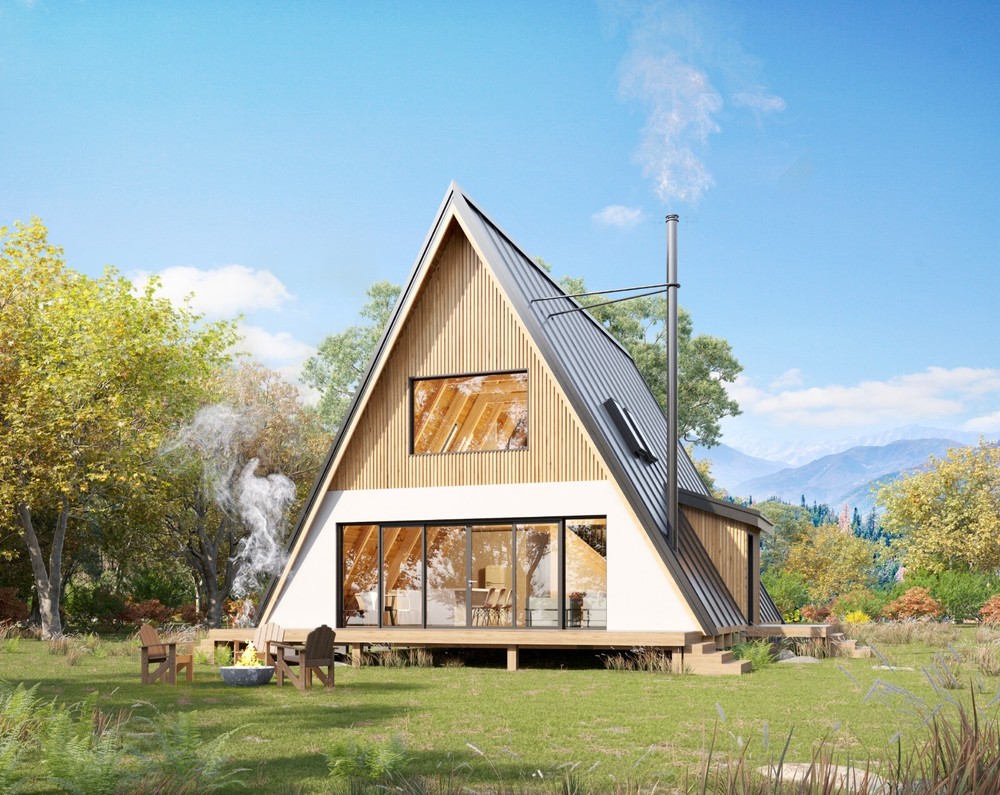 30′ x 42′ A-Frame Modern Getaway Cabin Architectural Plans – PDF Download