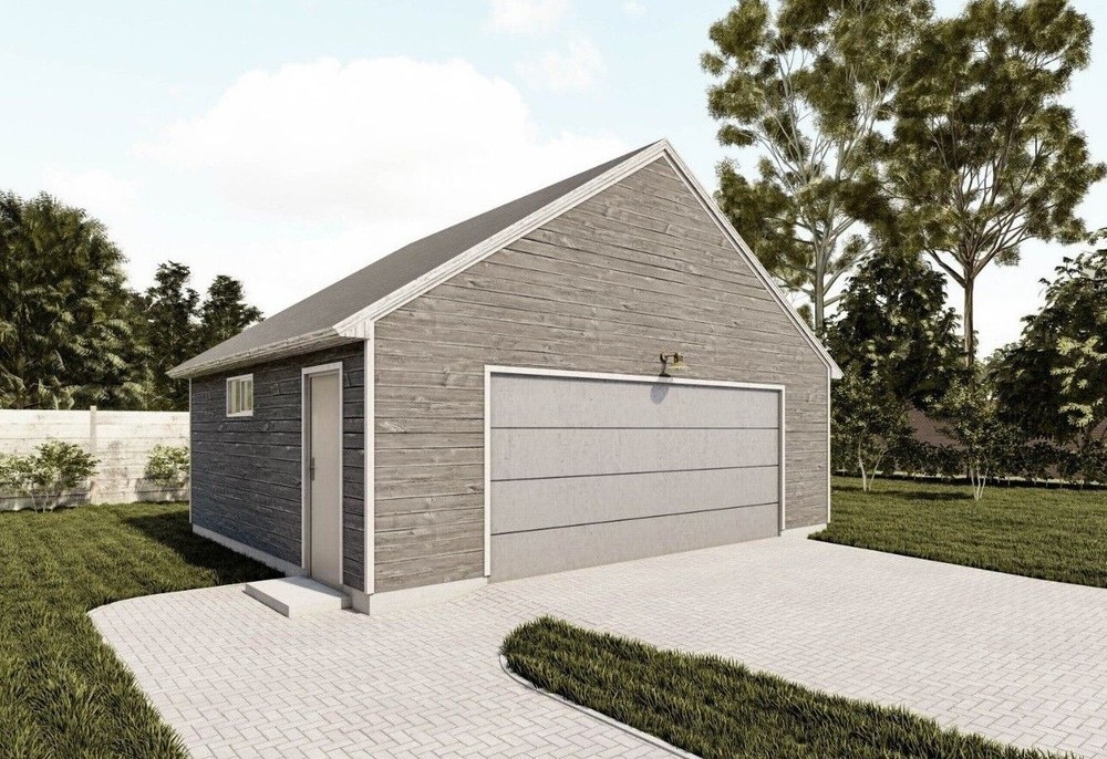 2 Car Garage Plans ,One Story 22 x 24 garage Building Blueprints