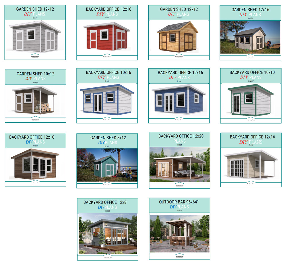 Lot of 14 Garden Shed & Backyard Office DIY Plans and Build Guide | DIY Instruct