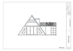A-Frame Cabin House Plan with Auto CAD File, Blueprint PDF & Realistic 3D Images