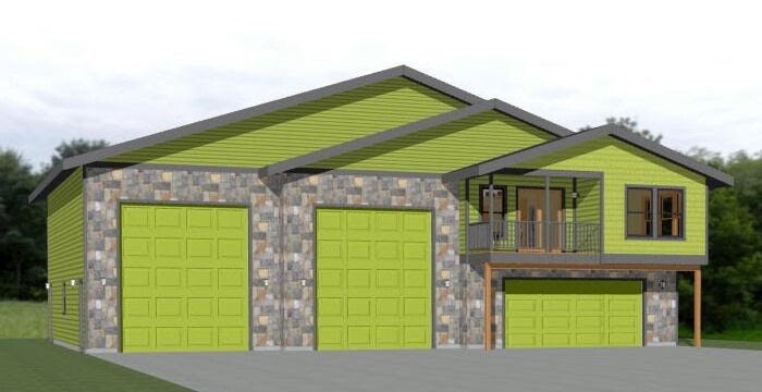 60×48 Apartment with 2-Car 2-RV Garage – PDF FloorPlan – 1,604 sqft – Model 1
