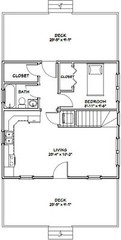 24×24 House — 3 Bedroom 3 Bath — 1,660 sq ft — PDF Floor Plan — Model 1A