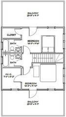 24×24 House — 3 Bedroom 3 Bath — 1,660 sq ft — PDF Floor Plan — Model 1A