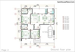 House Plans 40×36 Feet 12×11 Meter 3 Beds 3 Baths Terrace Roof (A4 Hard Copy)