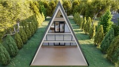 26X47 Modern DIY A-Frame Cabin Architectural Build Plans, 38 detailed pages PDF