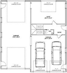 44×48 Apartment with 2-Car 1-RV Garage – PDF FloorPlan – 1,645 sqft – Model 1I