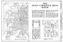 Frank Lloyd Wright’s Dana House Prairie Style home, detailed architectural plans