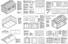 12′ x 8′ Storage Utility Garden Wooden Shed / Building Plans, Design #21208