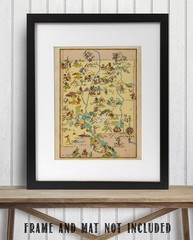 New Mexico 1935 Pictorial Map Vintage Southwest Illustrated State Map
