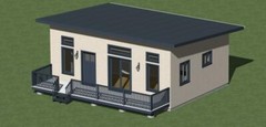 Tiny Home Modern Style House Plans 560 square feet and open kitchen living area.