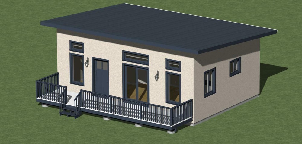 Tiny House House Plans 560 square feet and open kitchen living area.