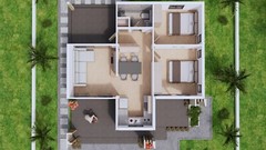 32×33 Feet Small House Plan 9.6×10 Meter 2 Bed 1 Bath PDF & A4 Hard Copy
