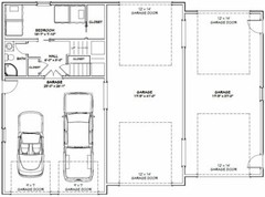60×44 Apartment with 2-Car 2-RV Garage – PDF FloorPlan – 1,415 sqft – Model 1B