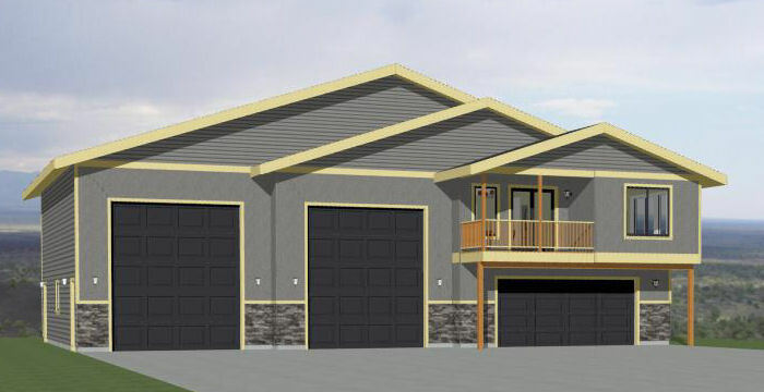 60×44 Apartment with 2-Car 2-RV Garage – PDF FloorPlan – 1,415 sqft – Model 1
