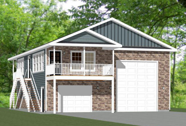 36×40 Apartment with 1-Car 1-RV Garage — PDF Floor Plan — 902 sqft — Model 1C