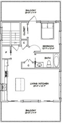 24×32 House — 1 Bedroom 1.5 Bath — 830 sq ft — PDF Floor Plan — Model 7