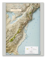 Appalachian Trail Shaded Relief Map Eastern US Hiking Topographic Wall Art