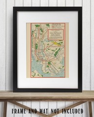 Rapid Transit Map of Greater New York Vintage Subway Rail Map Wall Art