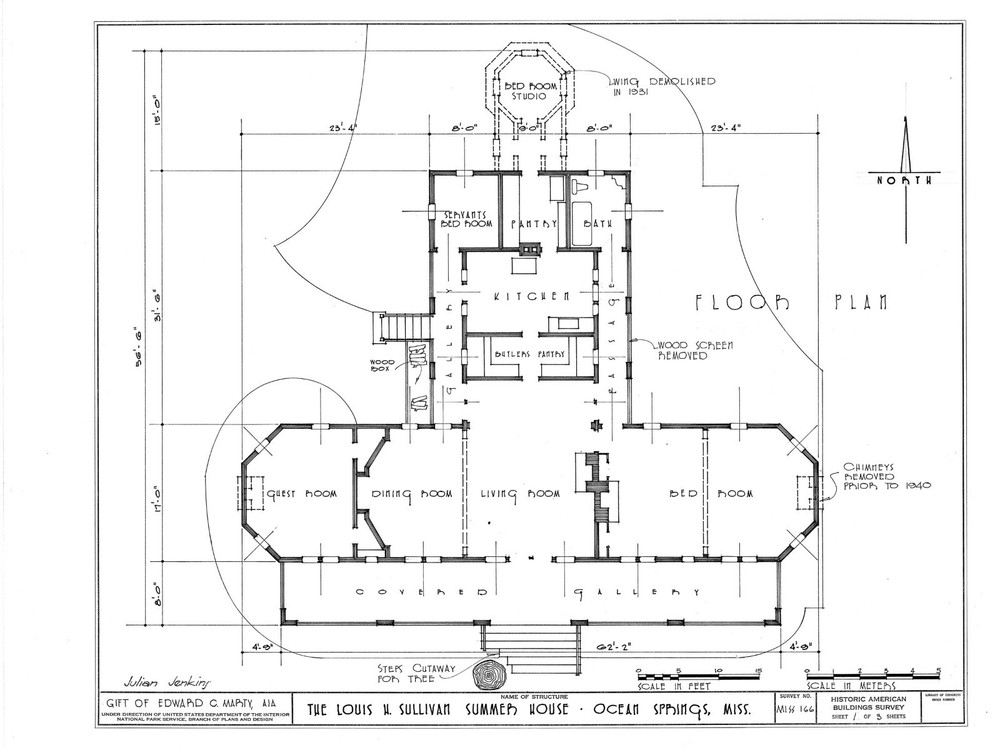 Sullivan Summer House Frank Lloyd Wright Prairie Style home, architectural plans