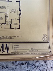 Vintage 1948 MCM Bungalow Ranch HomePlan Blueprint Triflex Service Washington DC