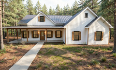 Farmhouse Plan: 1,565 (Living) Sqft-3 Bedroom-2 bath-2 car Garage