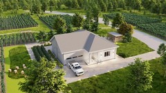 Rural Residence 3 Bed, Bathroom, 2 Car Garage CAD Blueprints Metric/Imperial
