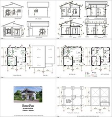 20×20 Feet Small House Plan 6×6 Meter 1 Bed 1 Bath Shed Roof PDF & A4 Hard Copy