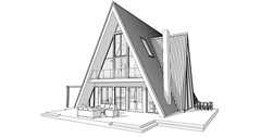 45’x57’ 4 Beds, 2 Baths A-Frame Cabin Architectural Build Plans PDF.