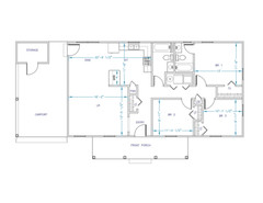 Ranch House Plans 1248 SF 3 Bed 2 Bath Single Carport (Blueprints) #1207
