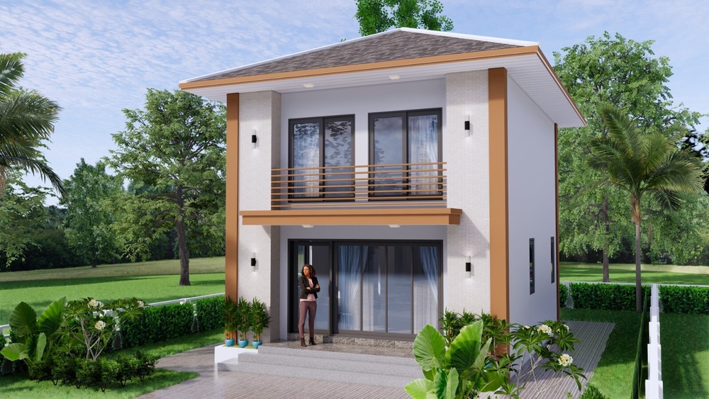 20×24 Feet House Plans 6×7.5 Meter 2 Bed 1 Bath Hip Roof PDF Plan (A4 Hard Copy)