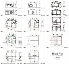 21×21 Feet Tiny House Plans 6.5×6.5 Meter 1 Bed 1 Bath Gable Roof (A4 Hard Copy)