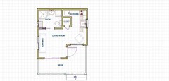 ADU Tiny House Plans 228 square feet with front porch deck.