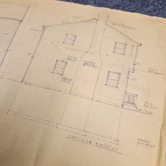 Vintage House Blueprint 33×17 1964 Mid Century Modern Drawing Art Glen Ellyn IL