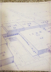 Vintage Architectural Drawing, Armstrong Tire Company, Des Moines, IA, Date 1972