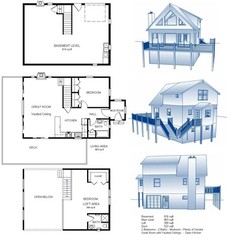 24×34 Cabin w/Full Basement Plans Package, Blueprints, Material List