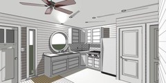 ADU Plans 384 square feet with one bedroom and outdoor deck.