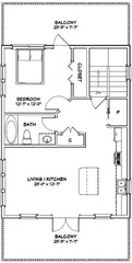 24×32 House with RV port — 1 Br 1.5 Ba — 830 sqft — PDF FloorPlan — Model 9A