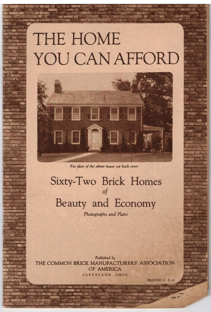 VTG 1924 ’62 BRICK HOMES YOU CAN AFFORD’ CATALOG OF HOUSE PLANS! PHOTOS/LAYOUTS!