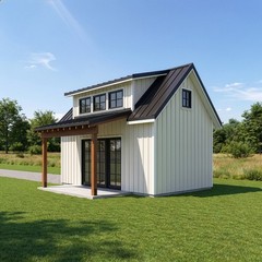 Modern Farmhouse Garage plans with Loft and Covered Porch